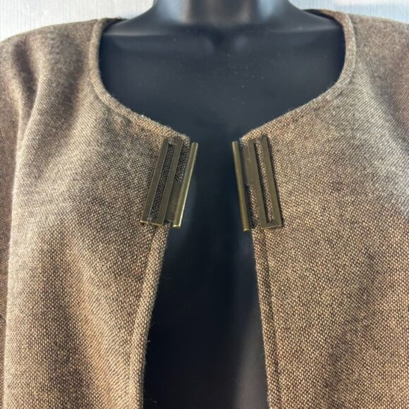 Terry Lewis Faux Fur Trim Wool Blend Open Cardigan Jacket 2X - Picture 4 of 10